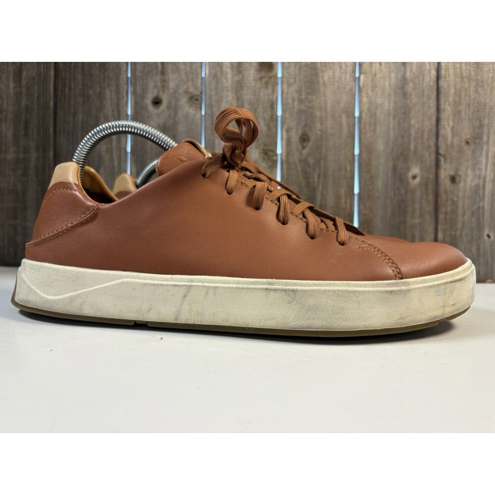 OluKai Lae‘ahi Lī ‘Ili Men’s Waterproof Leather Sneakers Kukui Brown 10 US EUC